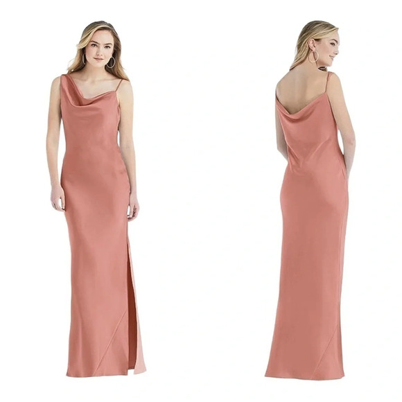Social Bridesmaids Lux Charmeuse Formal Dress in Desert Rose Size Medium - Picture 1 of 8